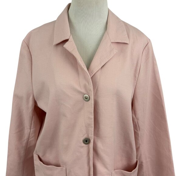 Eileen‎ Fisher Jacket Women's Large Pockets Snap Front Textured Blazer Pink - Picture 6 of 14